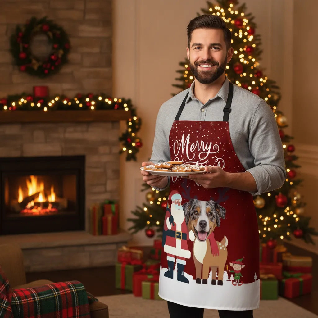 Personalized Pet Face Christmas Apron | Custom Dog & Cat Gift