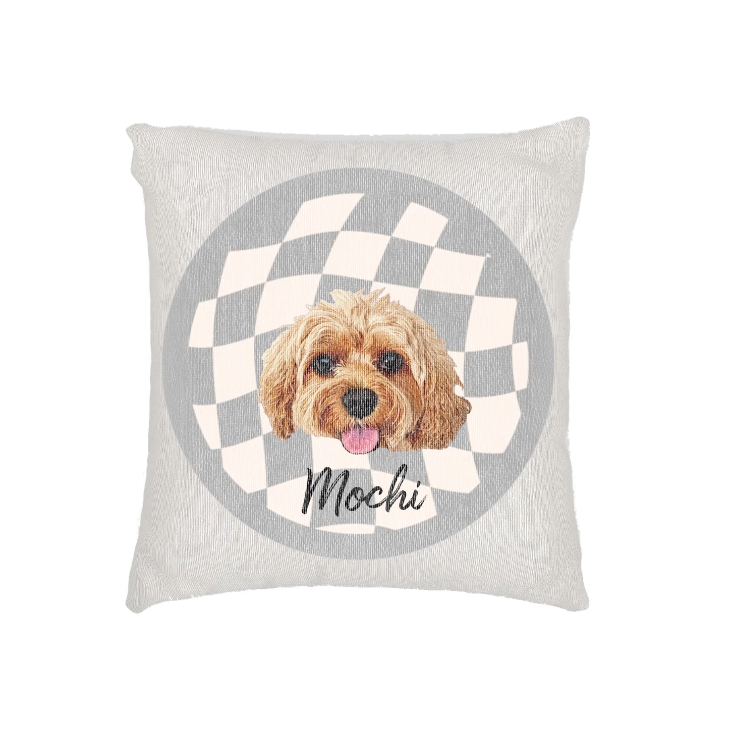 Custom Pet Portrait Pillow — Embroidery Effect
