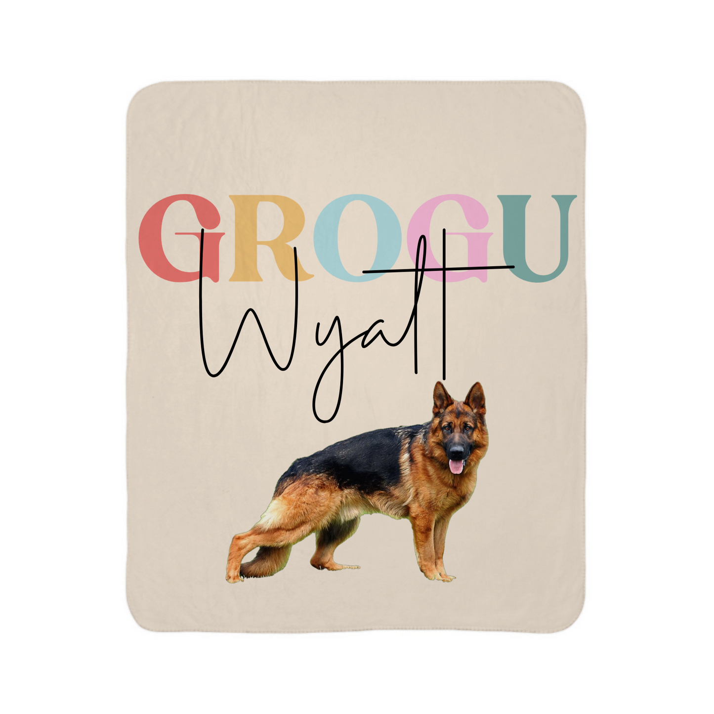 Custom Pet Portrait Blanket, Personalized Dog Photo Throw Blanket with Name