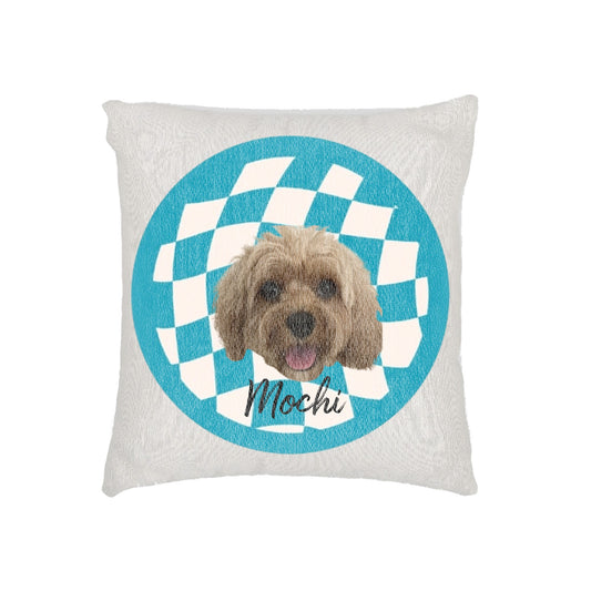 Custom Pet Portrait Pillow — Checkered