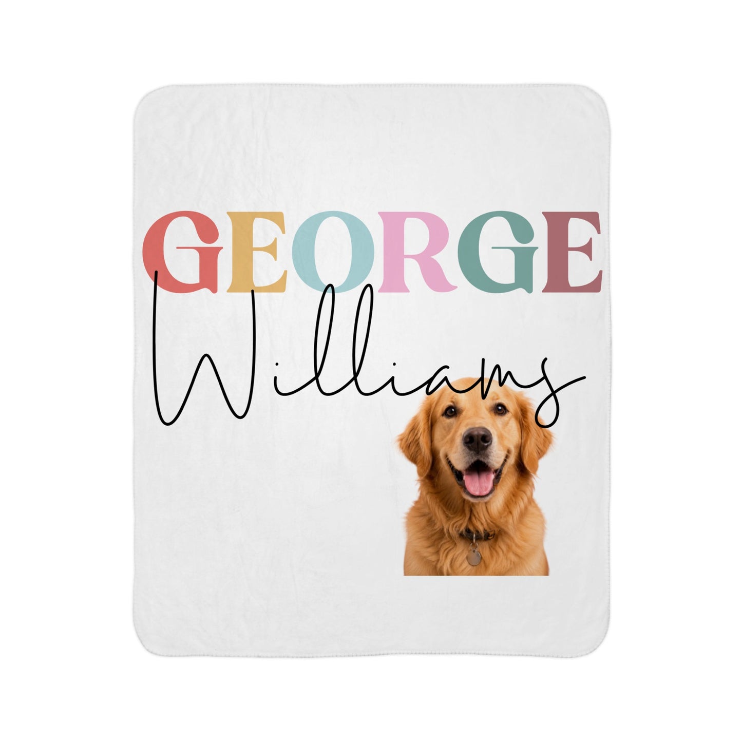 Custom Pet Portrait Blanket, Personalized Dog Photo Throw Blanket with Name
